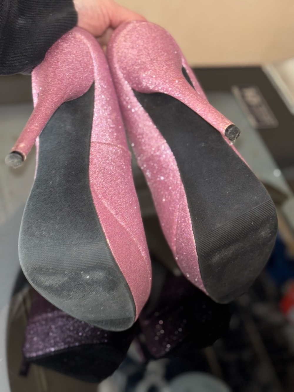 Charlotte Russe Pink Glitter High Heels - Picture 6 of 8